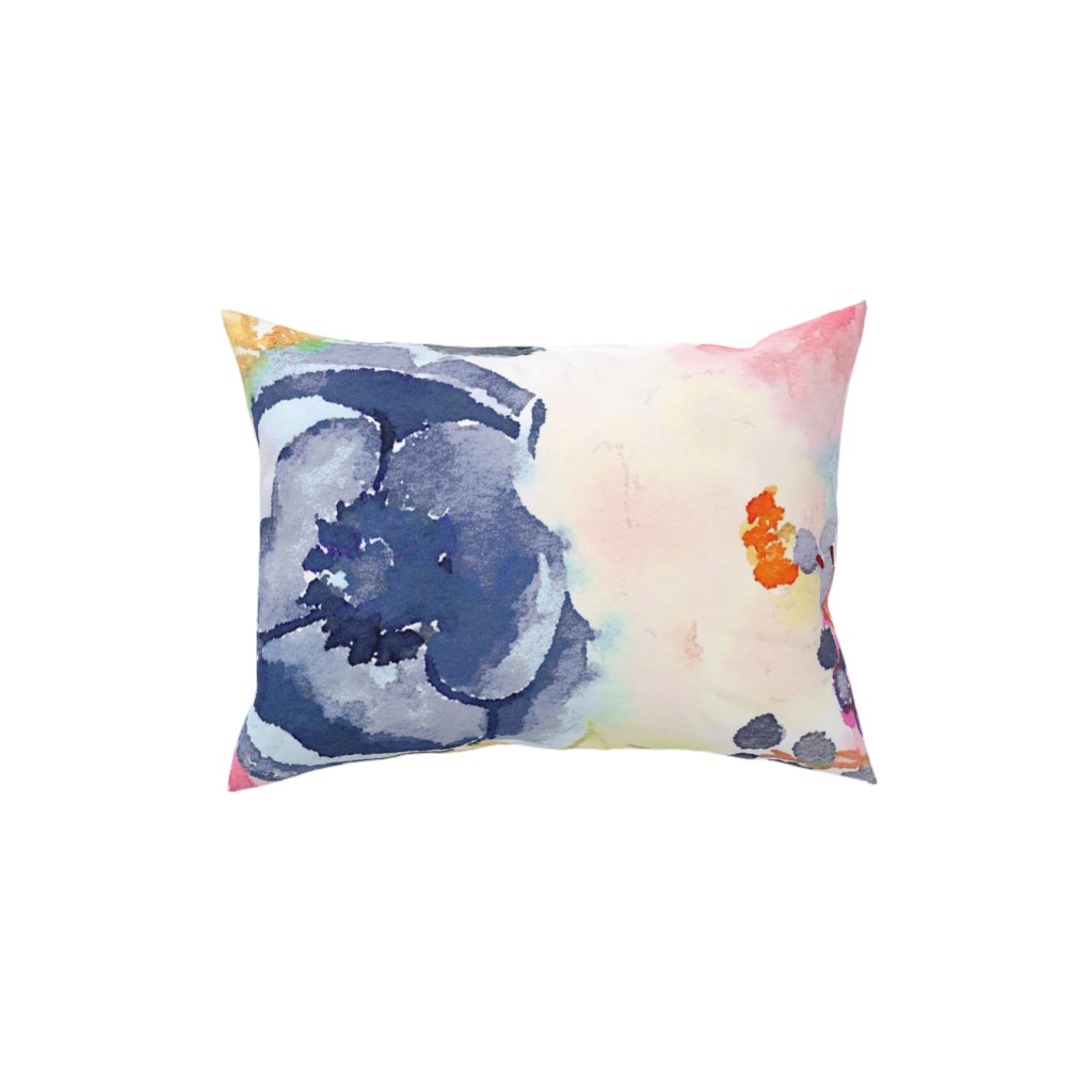 Spring Dreams - Watercolor Floral - Multi Pillow, Woven, White, 12x16, Double Sided, Multicolor