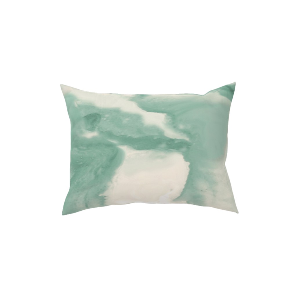Abstract Watercolor Marble Pillow, Woven, White, 12x16, Double Sided, Green, Mantis