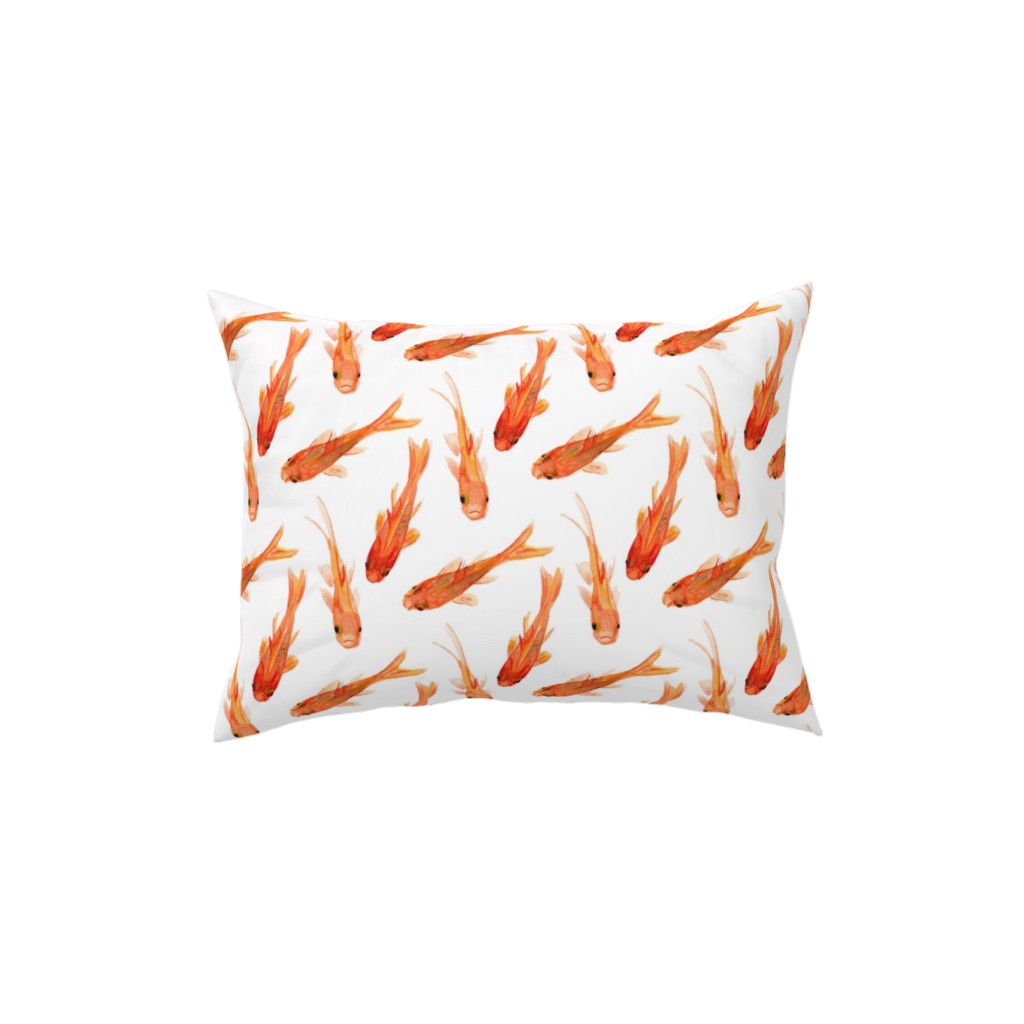 Goldfish Pillow, Woven, White, 12x16, Double Sided, Orange, Orange