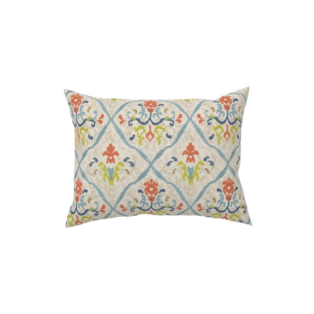 Manor Ikat Damask - Multi Pillow, Woven, White, 12x16, Double Sided, Multicolor