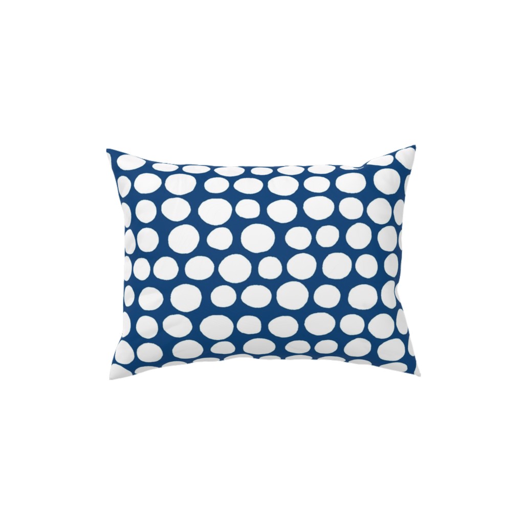 Jumbo Peas - Deep Blue and White Pillow, Woven, White, 12x16, Double Sided, Blue