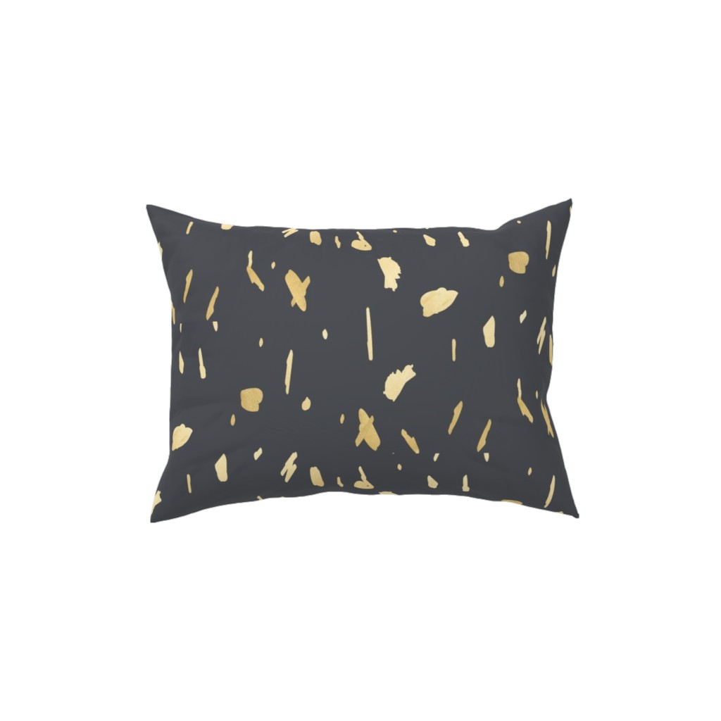Blobs - Gold on Charcoal Pillow, Woven, White, 12x16, Double Sided, Gray, Gray