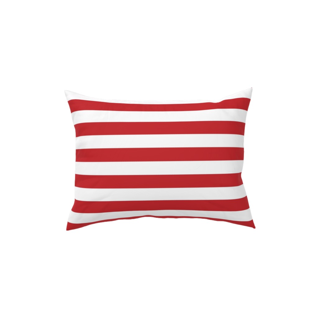 Red Stripes Pillow, Woven, White, 12x16, Double Sided, Red, Red
