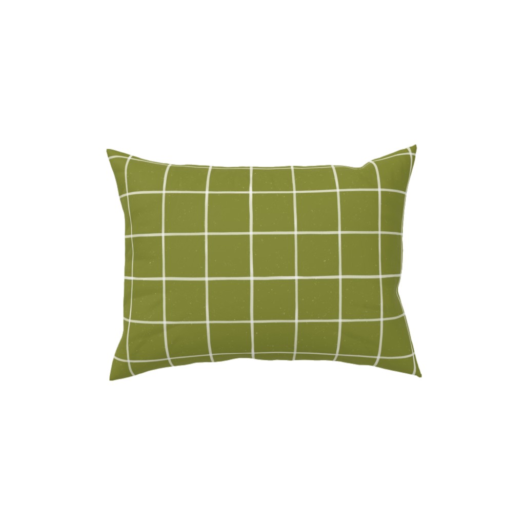 Watercolor Windowpane - Green Pillow, Woven, White, 12x16, Double Sided, Green