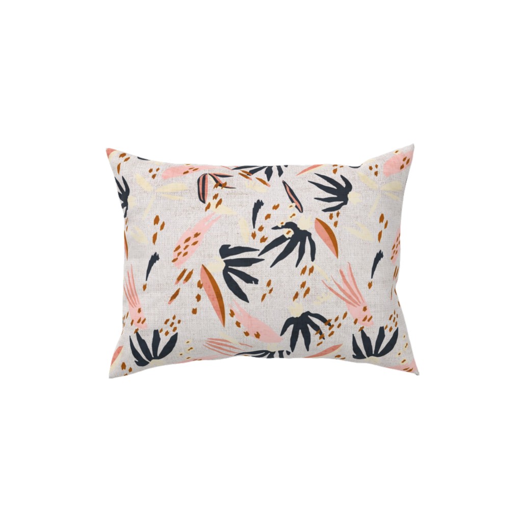 French Linen Floral - Pink Pillow, Woven, White, 12x16, Double Sided, Pink, Bright Pink