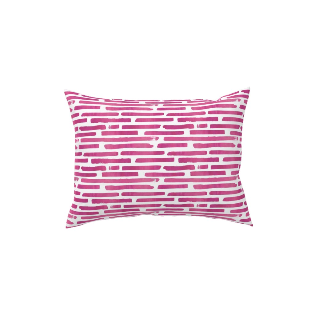 Watercolor Stripes - Berry Pillow, Woven, White, 12x16, Double Sided, Purple
