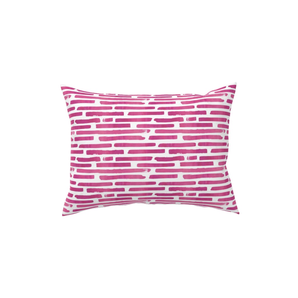Watercolor Stripes - Berry Pillow, Woven, White, 12x16, Double Sided, Purple, Purple
