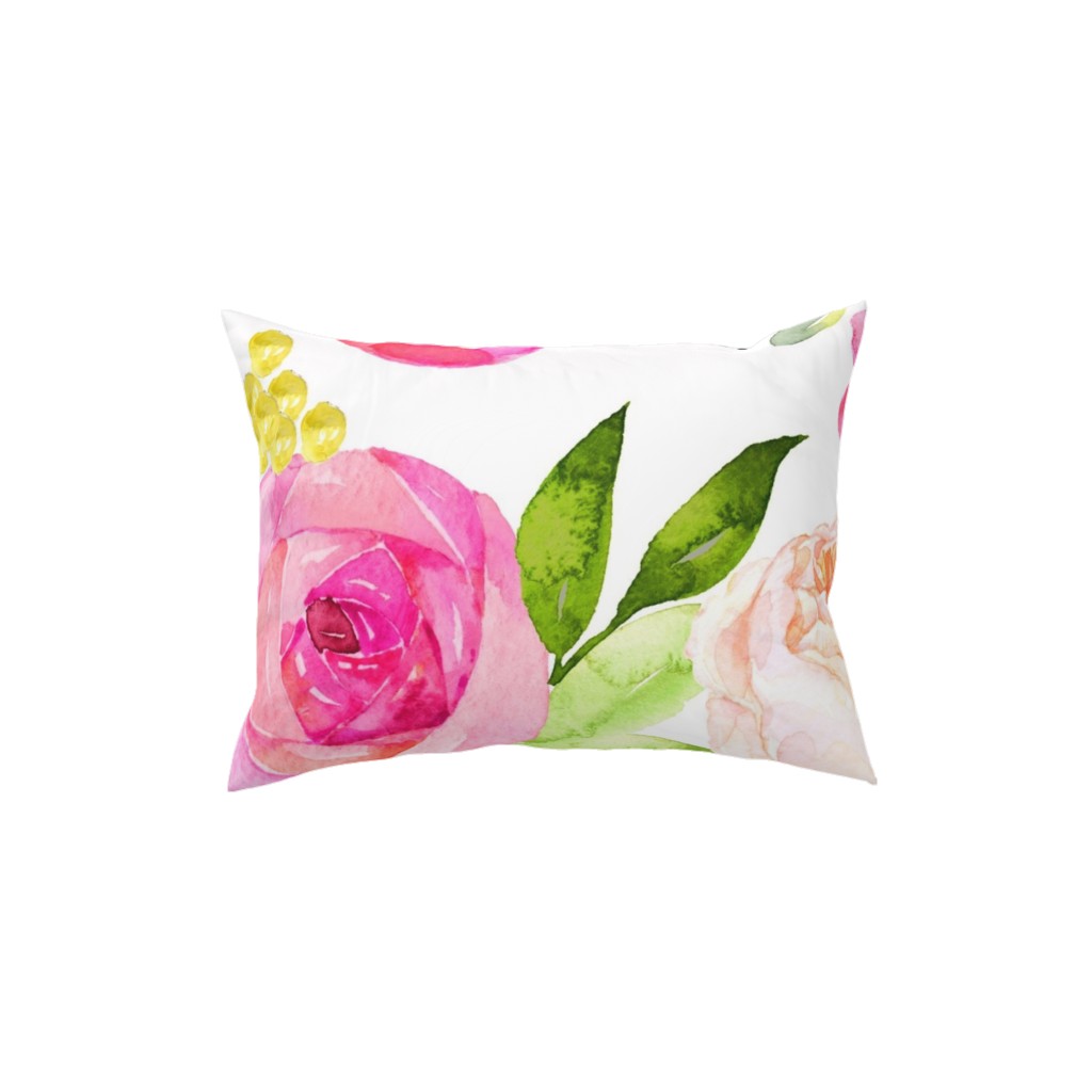 Spring Peonies, Roses, and Poppies - Pink Pillow, Woven, White, 12x16, Double Sided, Pink
