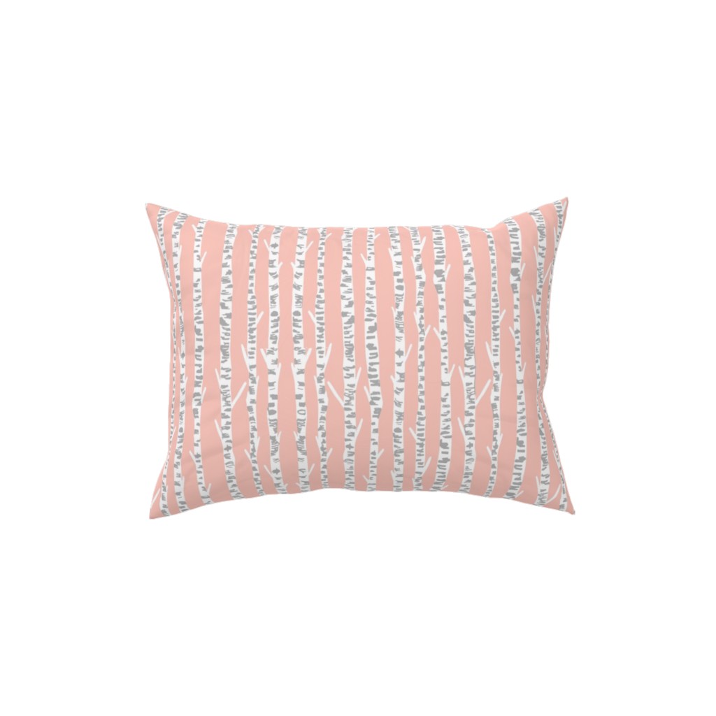 Birch Tree - Pink Pillow, Woven, White, 12x16, Double Sided, Pink