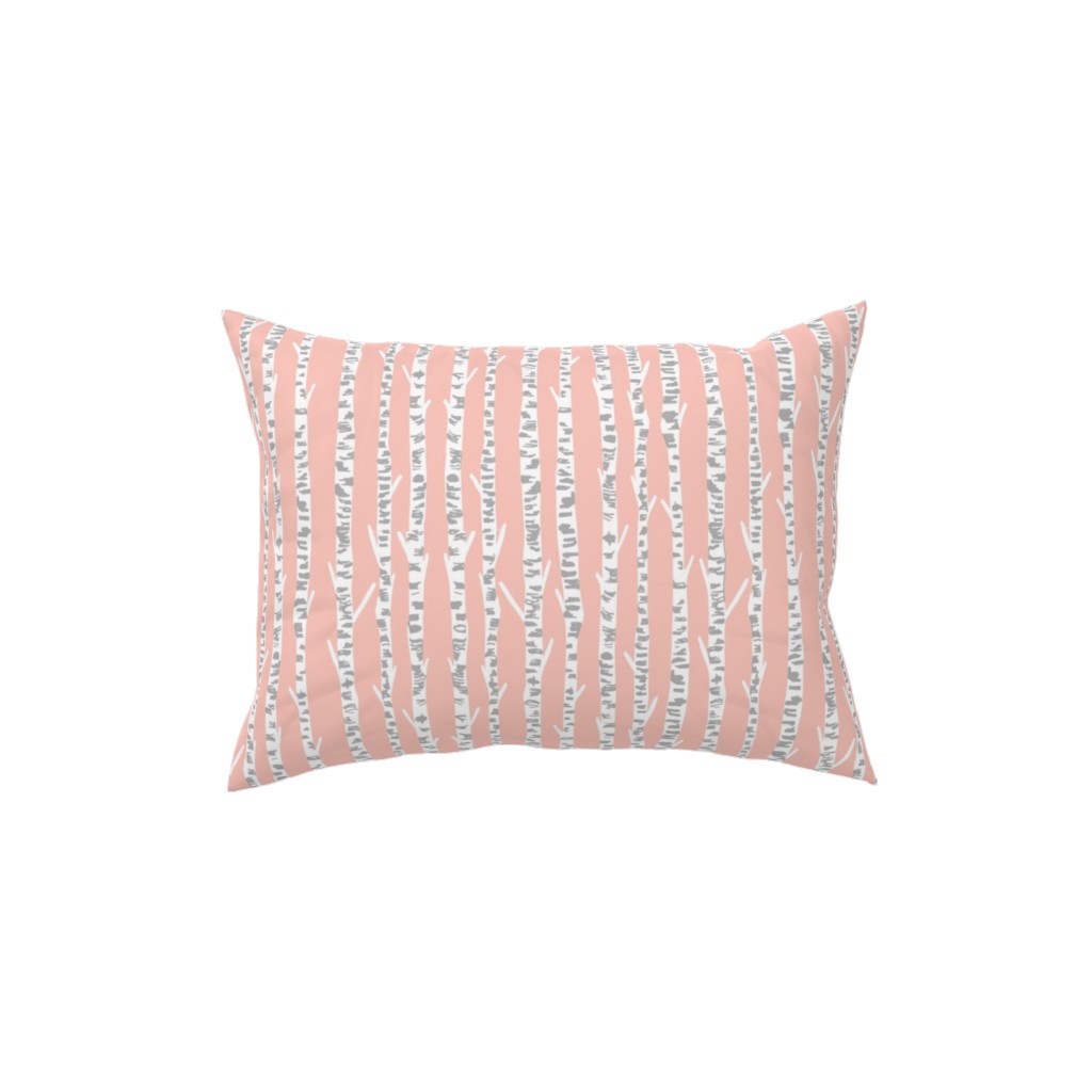 Birch Tree - Pink Pillow, Woven, White, 12x16, Double Sided, Pink, Bright Pink