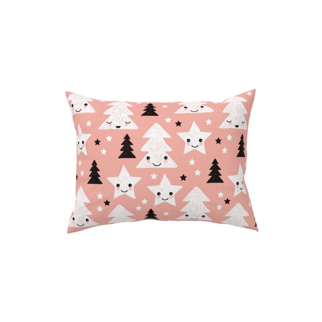 Merry Christmas Kawaii - Pink Pillow, Woven, White, 12x16, Double Sided, Pink, Bright Pink