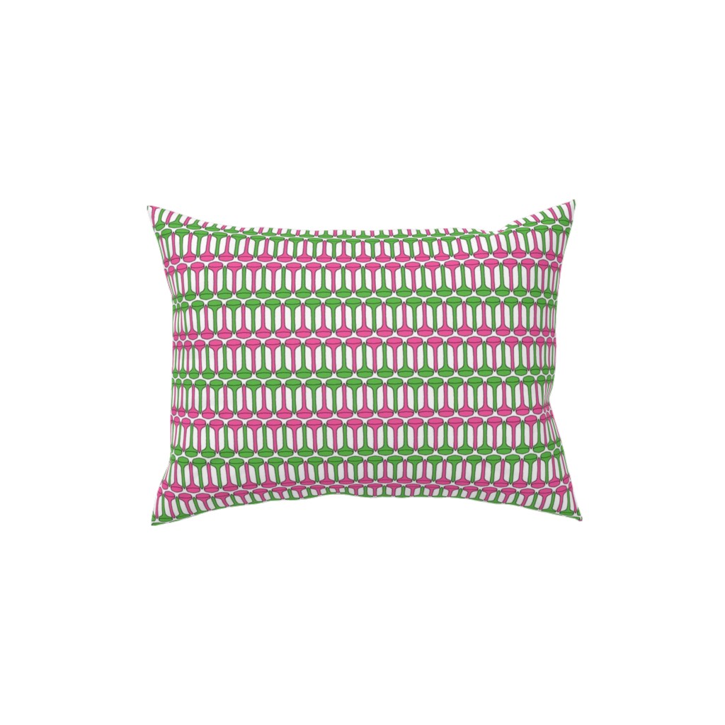 Golf Tees Pattern - Green and Pink Pillow, Woven, White, 12x16, Double Sided, Multicolor