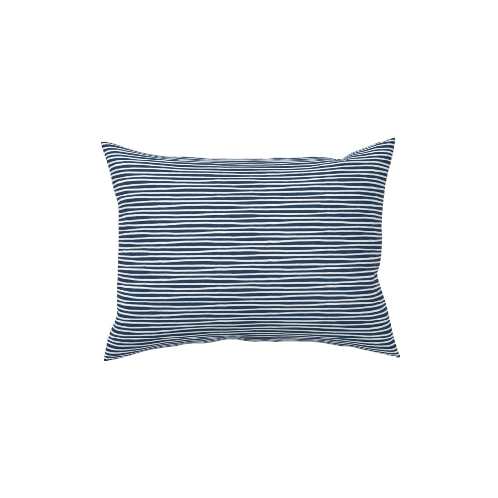 Navy Blue and White Stripes Pillow, Woven, White, 12x16, Double Sided, Blue, True Blue