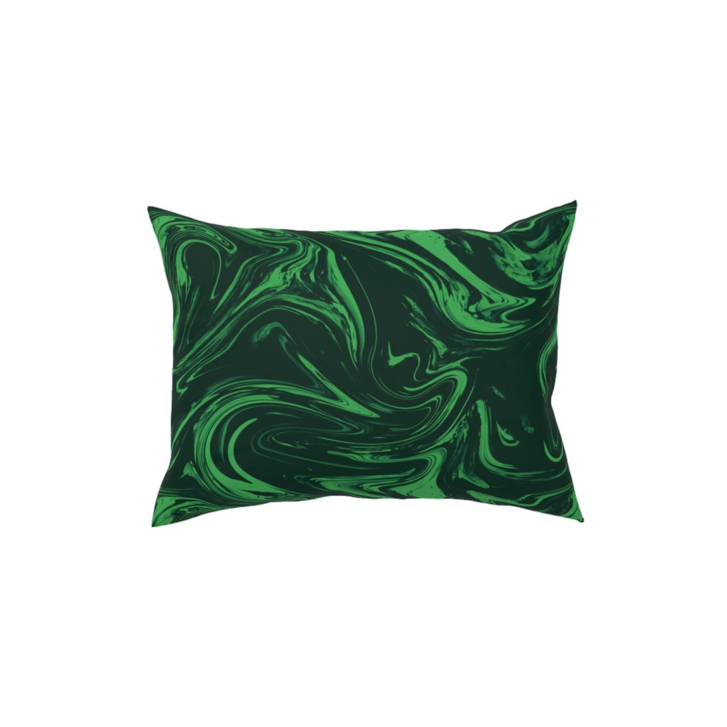 Marbled Paper - Deep Emerald Pillow, Woven, White, 12x16, Double Sided, Green, Classic Green