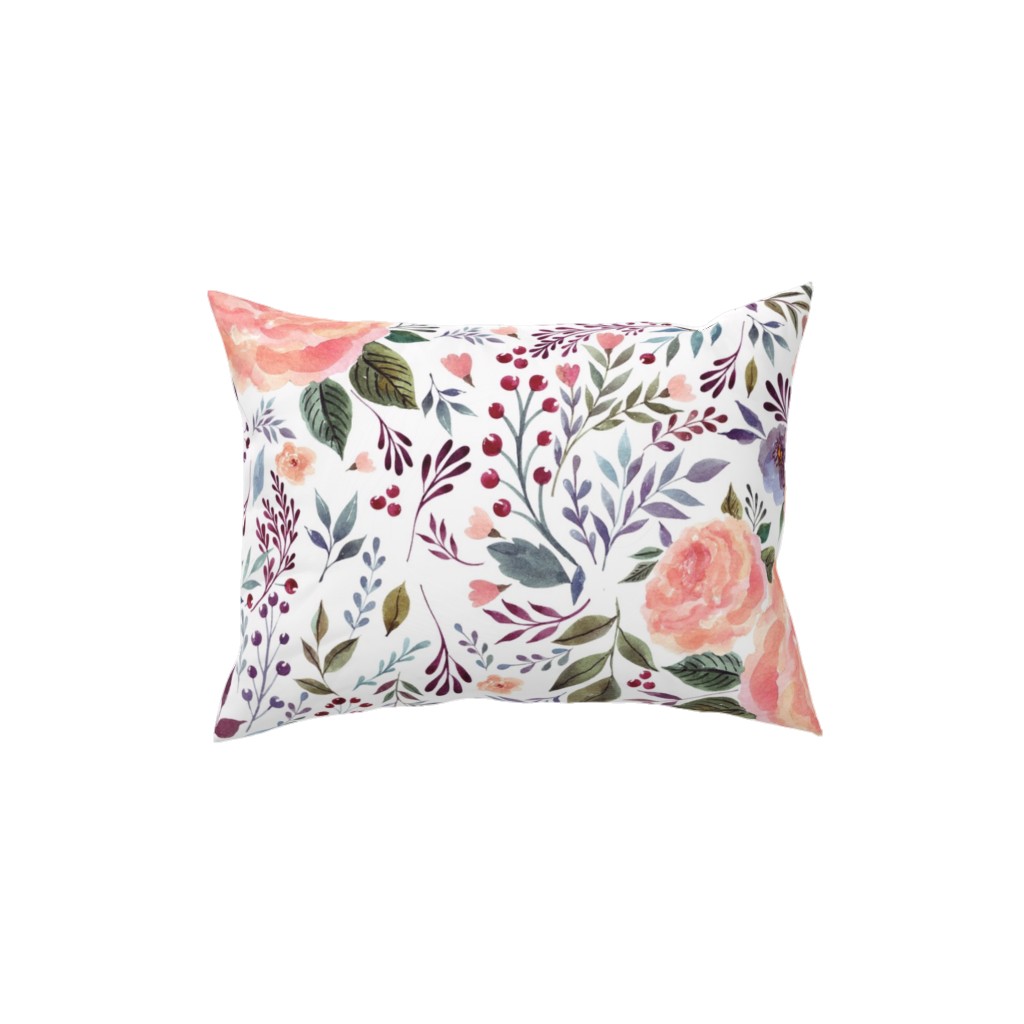 Floral Breeze Pillow, Woven, White, 12x16, Double Sided, Multicolor