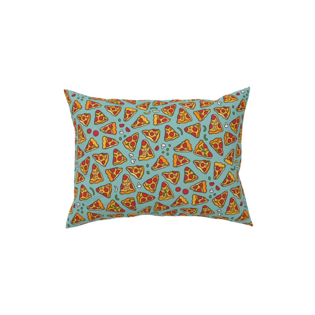 Pizza Pattern Pillow, Woven, White, 12x16, Double Sided, Blue, Boardwalk