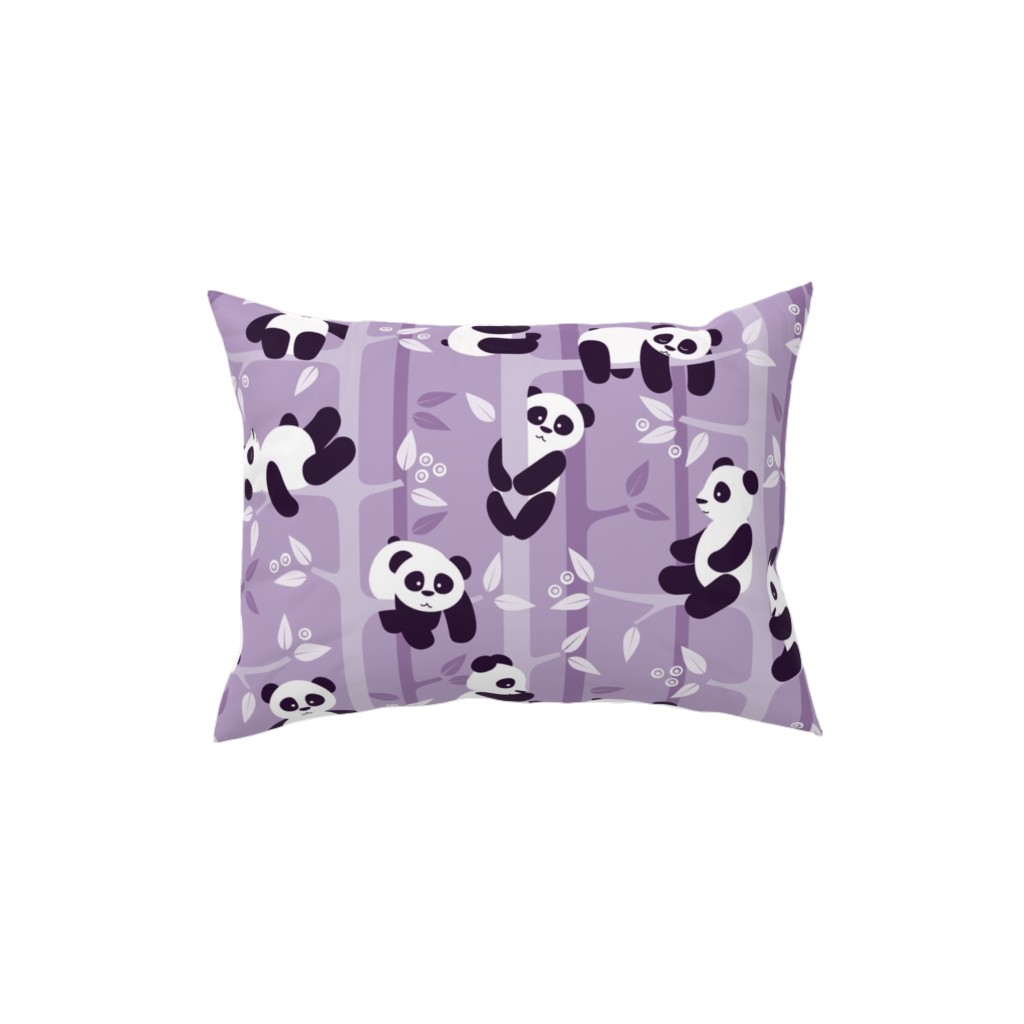 Pandas and Bamboo Pillow, Woven, White, 12x16, Double Sided, Purple, Iris