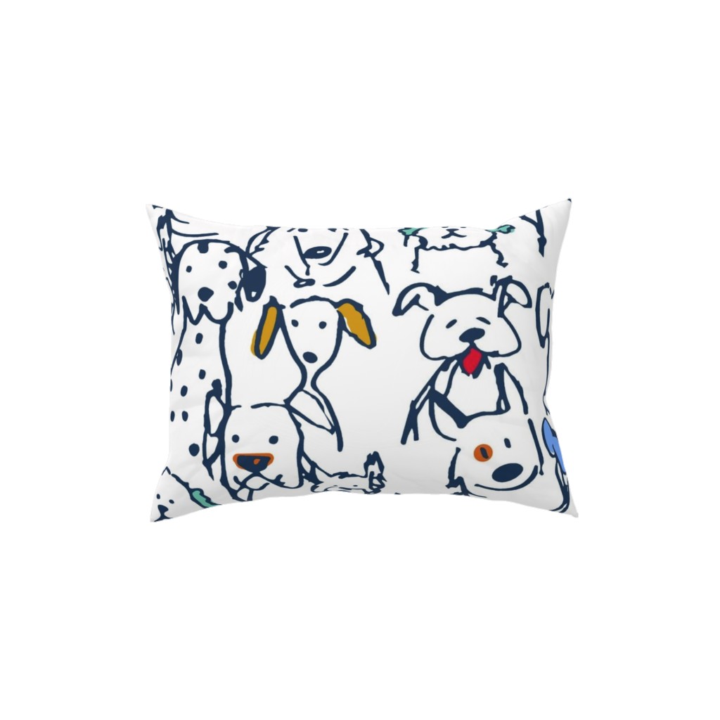 Color Pop Doodle Dogs Pillow, Woven, White, 12x16, Double Sided, Multicolor