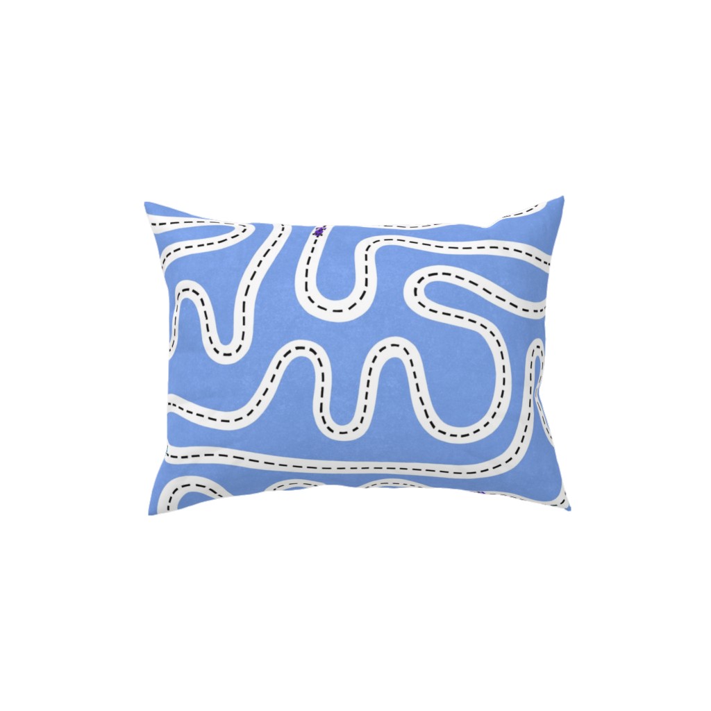 Speed Racers Pillow, Woven, White, 12x16, Double Sided, Blue, Blue Bonnet