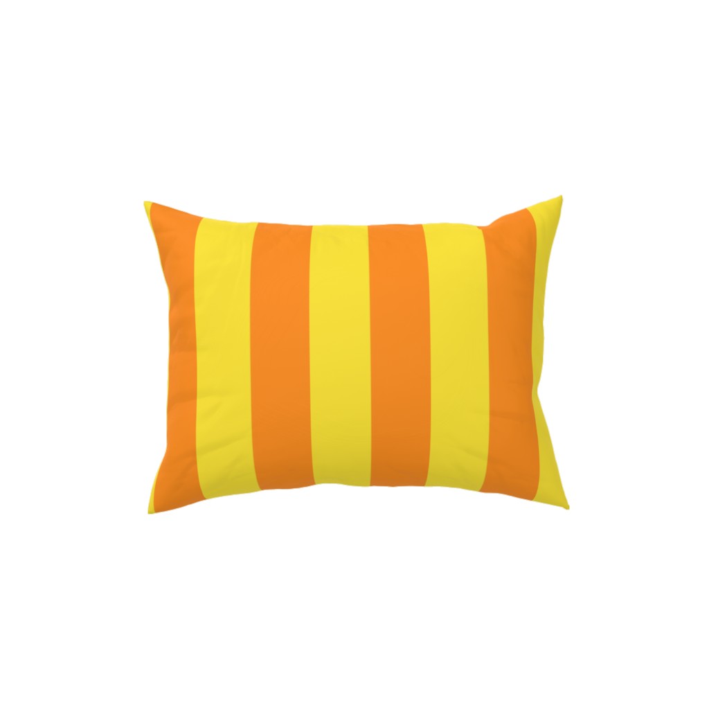 Vertical Stripes Pillow, Woven, White, 12x16, Double Sided, Orange, Orange