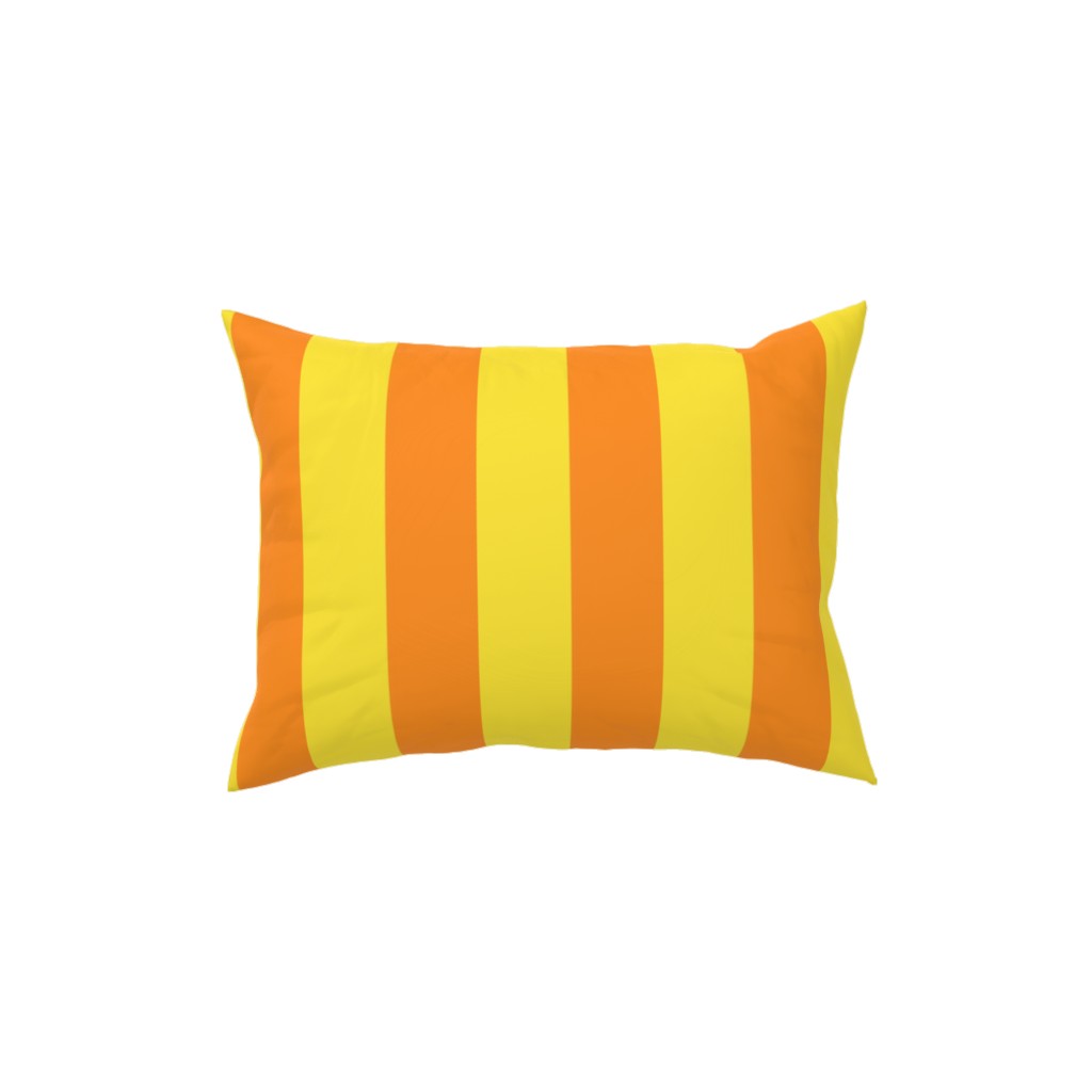 Vertical Stripes Pillow, Woven, White, 12x16, Double Sided, Orange