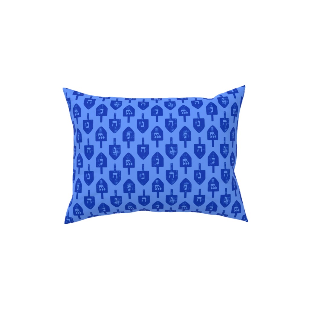 Dreidel - Blue Pillow, Woven, White, 12x16, Double Sided, Blue, True Blue