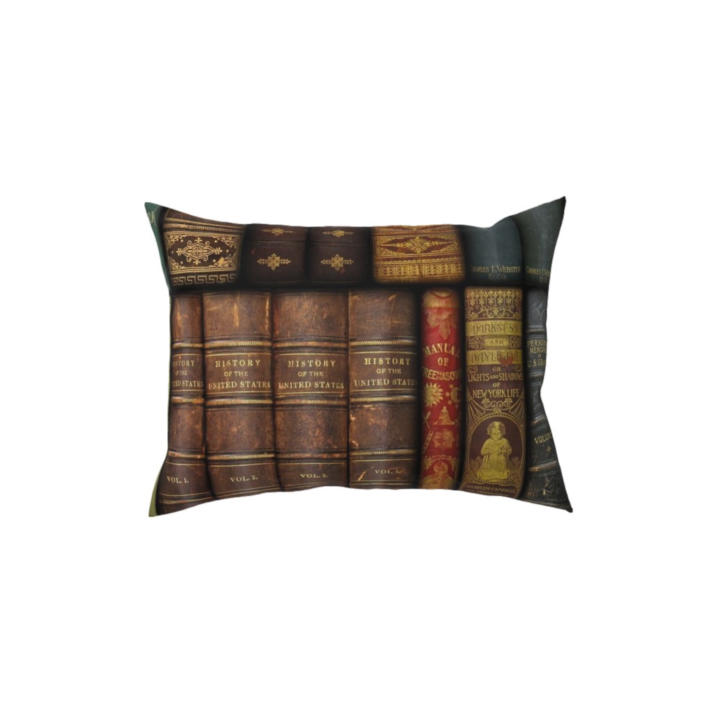 Monsieur Fancypantaloons' Instant Library - Brown Pillow, Woven, White, 12x16, Double Sided, Brown