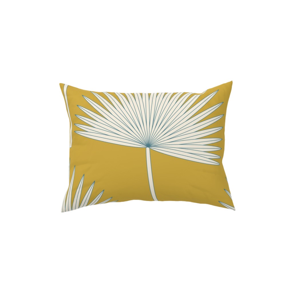Boho Sunshine Palm Leaves Pillow, Woven, White, 12x16, Double Sided, Yellow