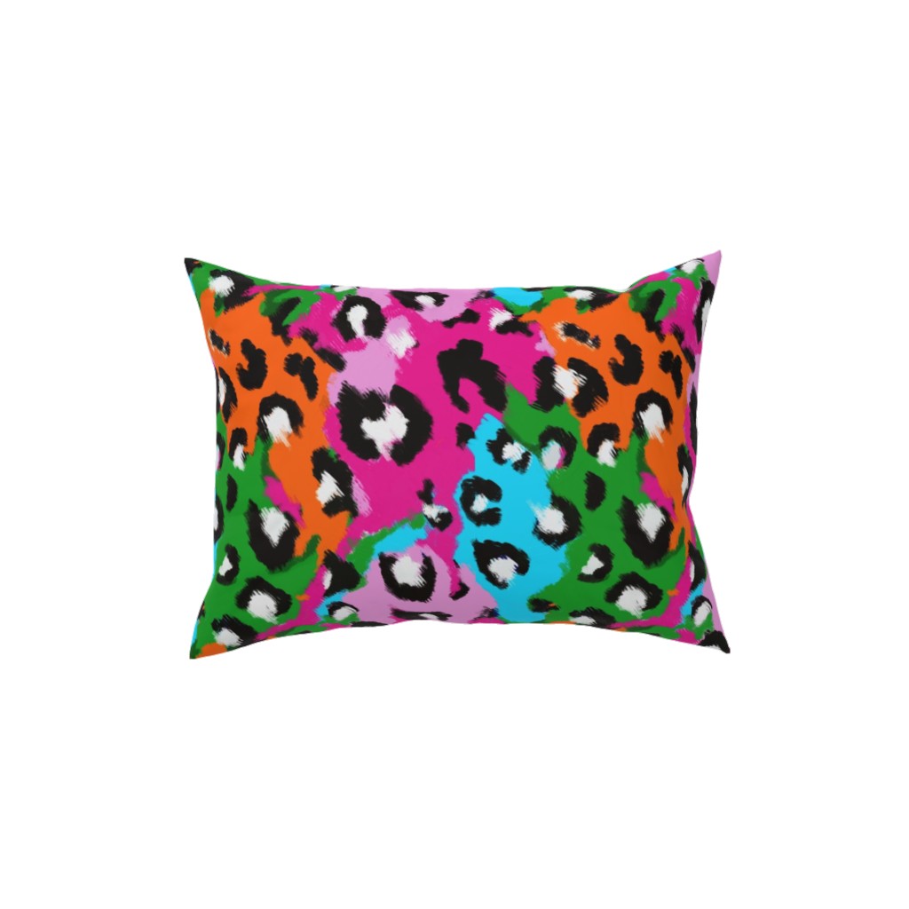 Leopard Print - Bright Pillow, Woven, White, 12x16, Double Sided, Multicolor