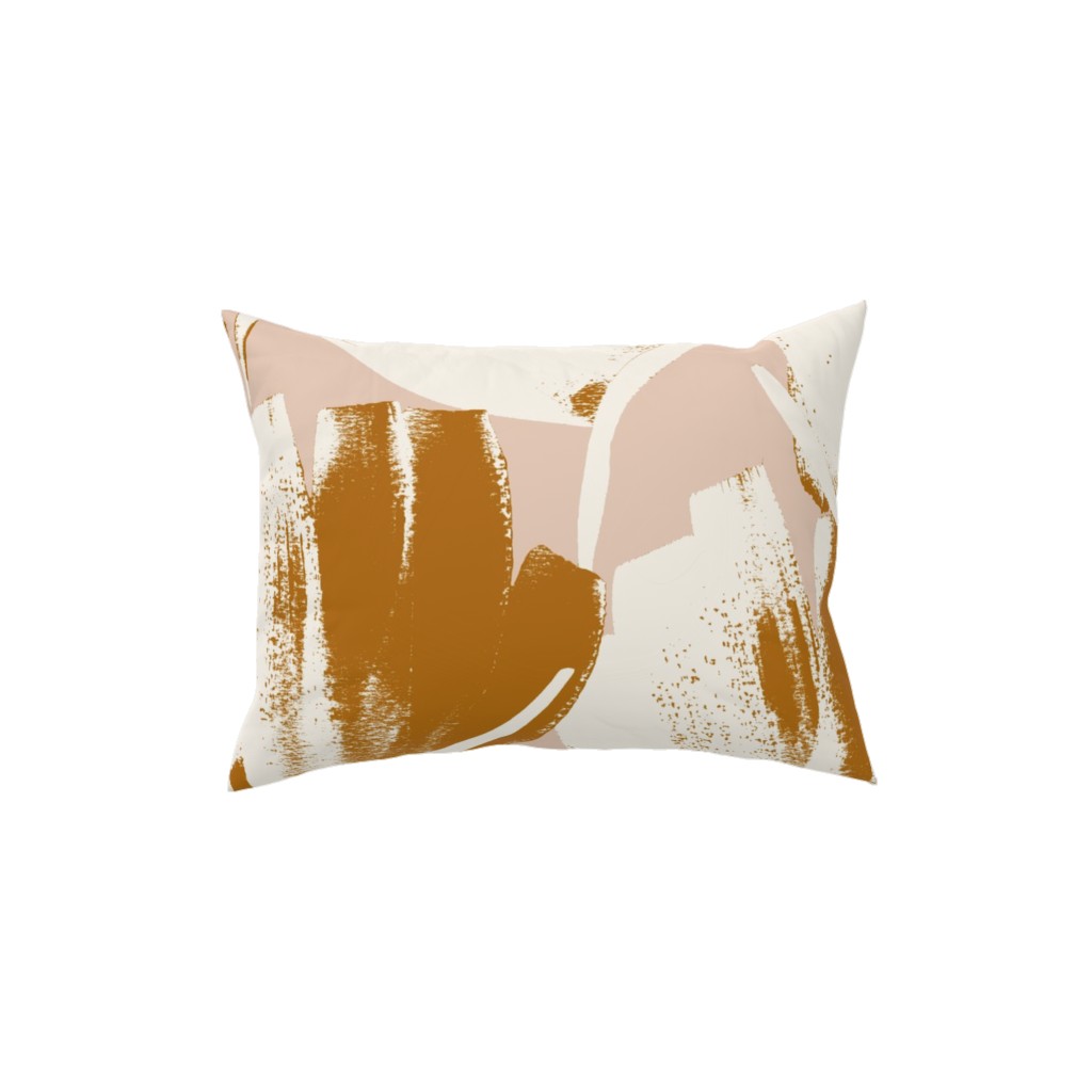 Flowers - Mustard Pillow, Woven, White, 12x16, Double Sided, Pink, Bright Pink