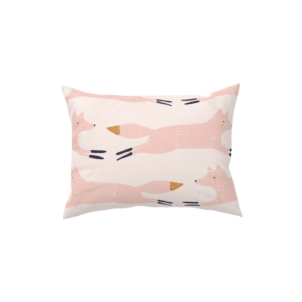 Leaping Fox - Pink Pillow, Woven, White, 12x16, Double Sided, Pink