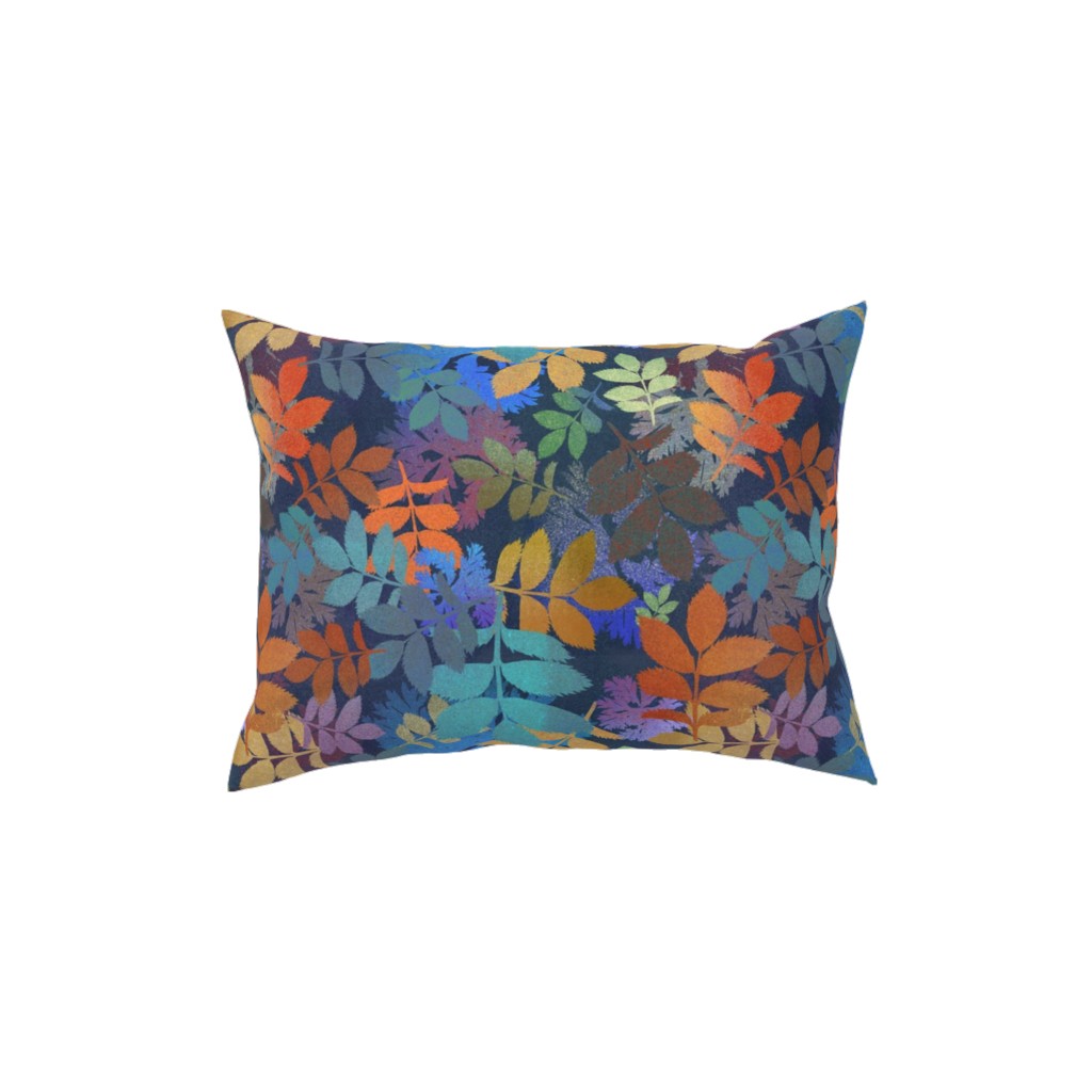 Leaves Falling - Multi Pillow, Woven, White, 12x16, Double Sided, Multicolor
