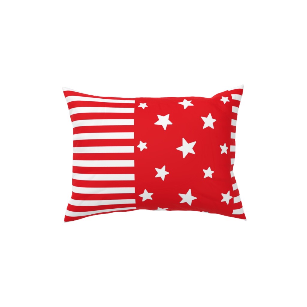 Stars and Stripes - Red and White Pillow, Woven, White, 12x16, Double Sided, Red, Red