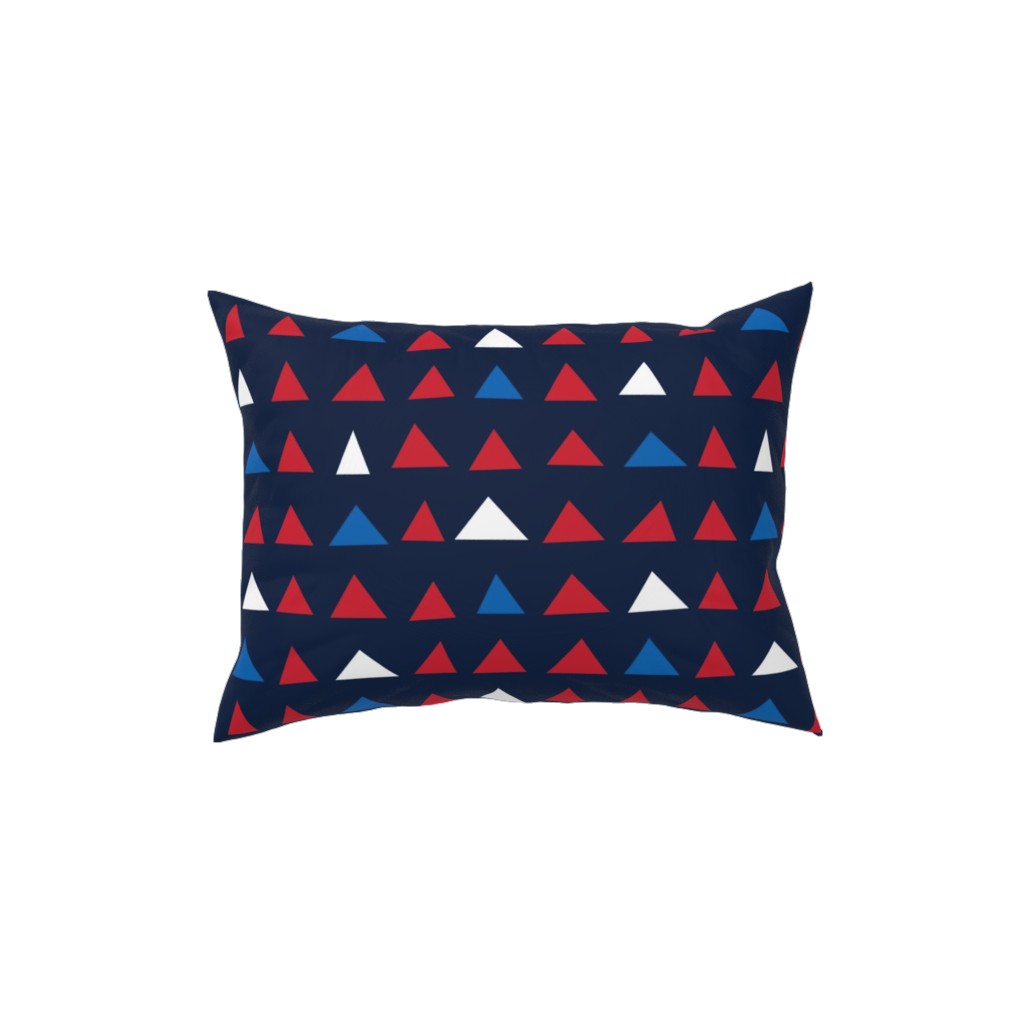 Triangles - Red White and Blue Pillow, Woven, White, 12x16, Double Sided, Blue