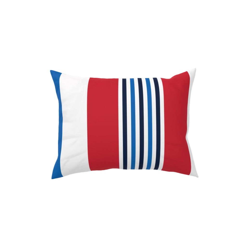 Vertical Stripes - Red White and Blue Pillow, Woven, White, 12x16, Double Sided, Multicolor