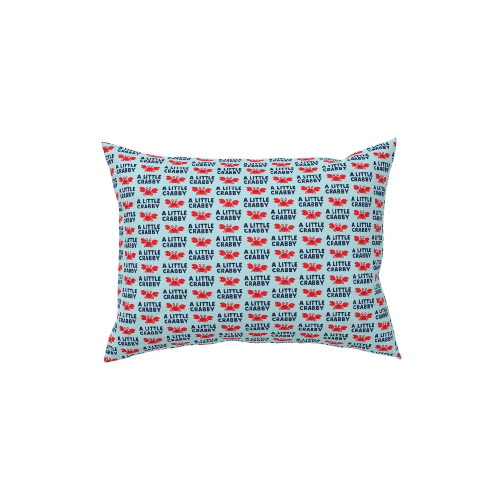 a Little Crabby - Nautical Pillow, Woven, White, 12x16, Double Sided, Blue