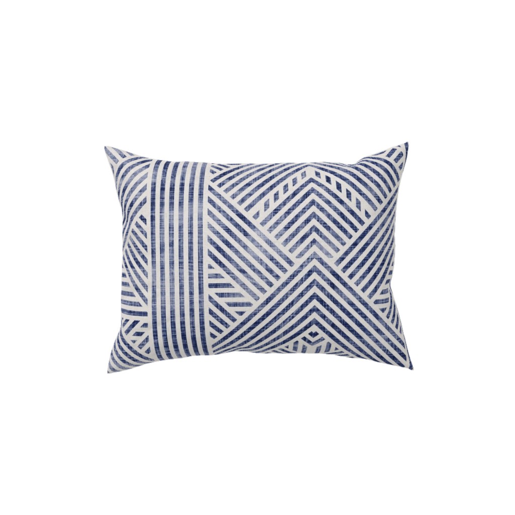 Amai Geo - Denim Pillow, Woven, White, 12x16, Double Sided, Blue