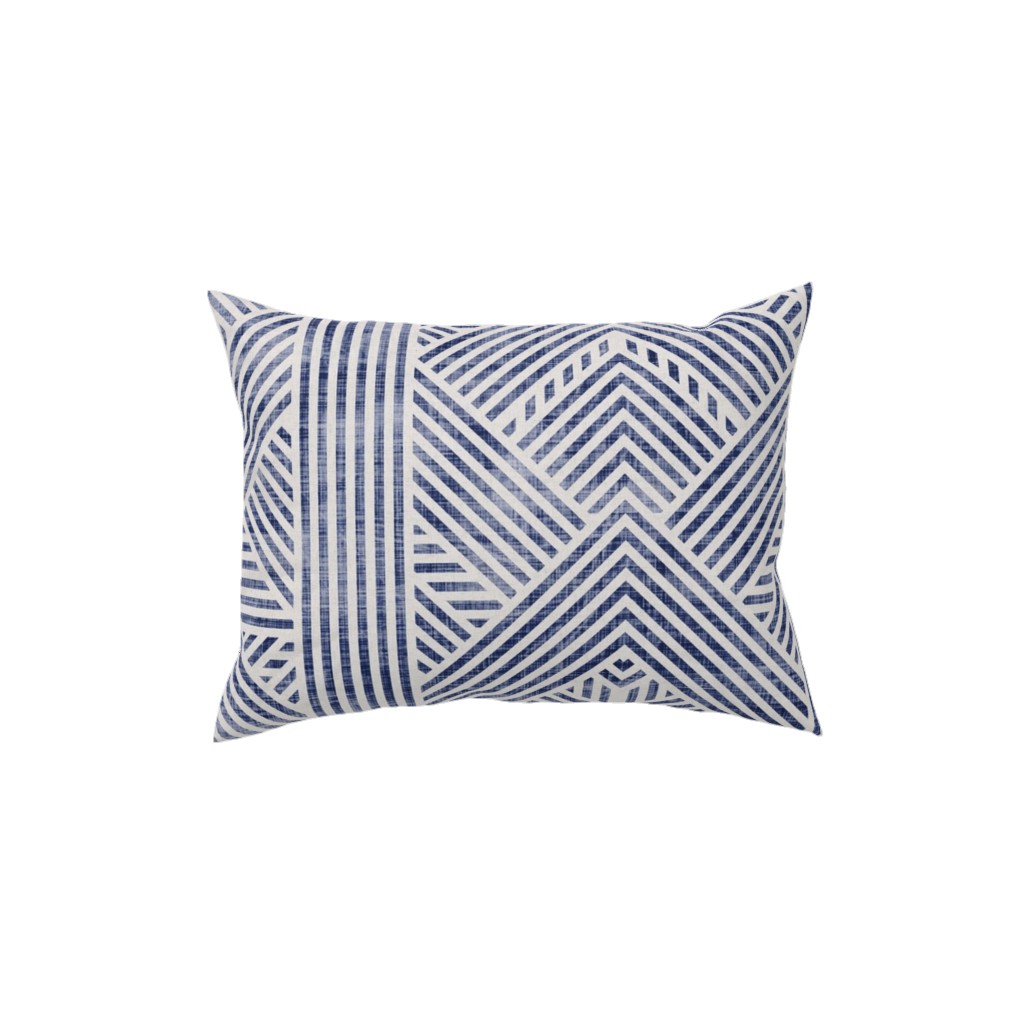 Amai Geo - Denim Pillow, Woven, White, 12x16, Double Sided, Blue, True Blue
