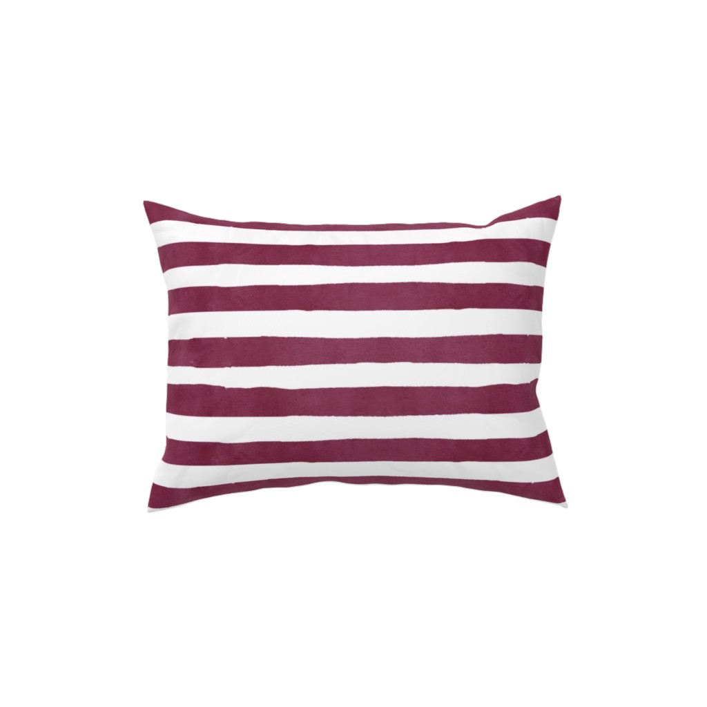Stripe - Maroon Pillow, Woven, White, 12x16, Double Sided, Red, Red