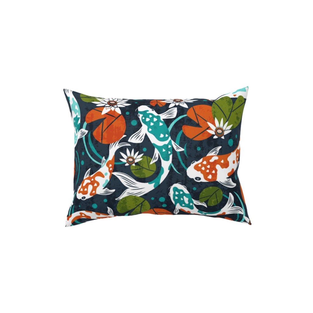 Koi Pond - Multi Pillow, Woven, White, 12x16, Double Sided, Multicolor