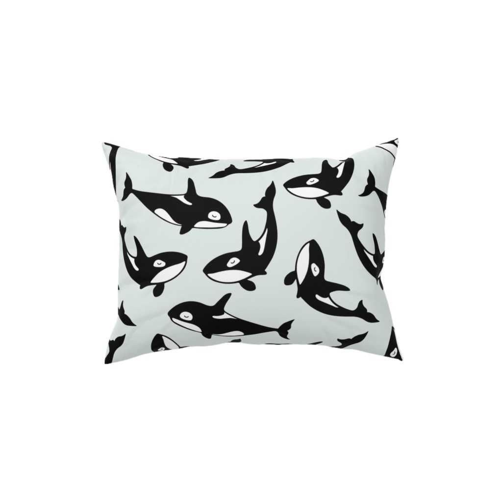 Orca Pillow, Woven, White, 12x16, Double Sided, Blue