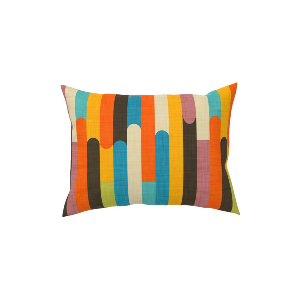 Retro Colorblock Sticks - Multi Pillow, Woven, White, 12x16, Double Sided, Multicolor