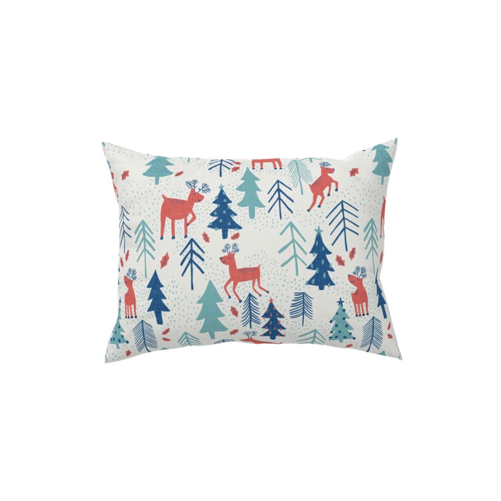 Reindeer Forest - Multi Pillow, Woven, White, 12x16, Double Sided, Multicolor
