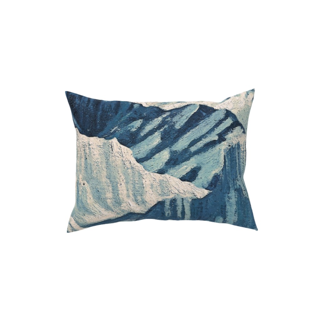 Vintage Snowy Mountains - Blue Pillow, Woven, White, 12x16, Double Sided, Blue, True Blue