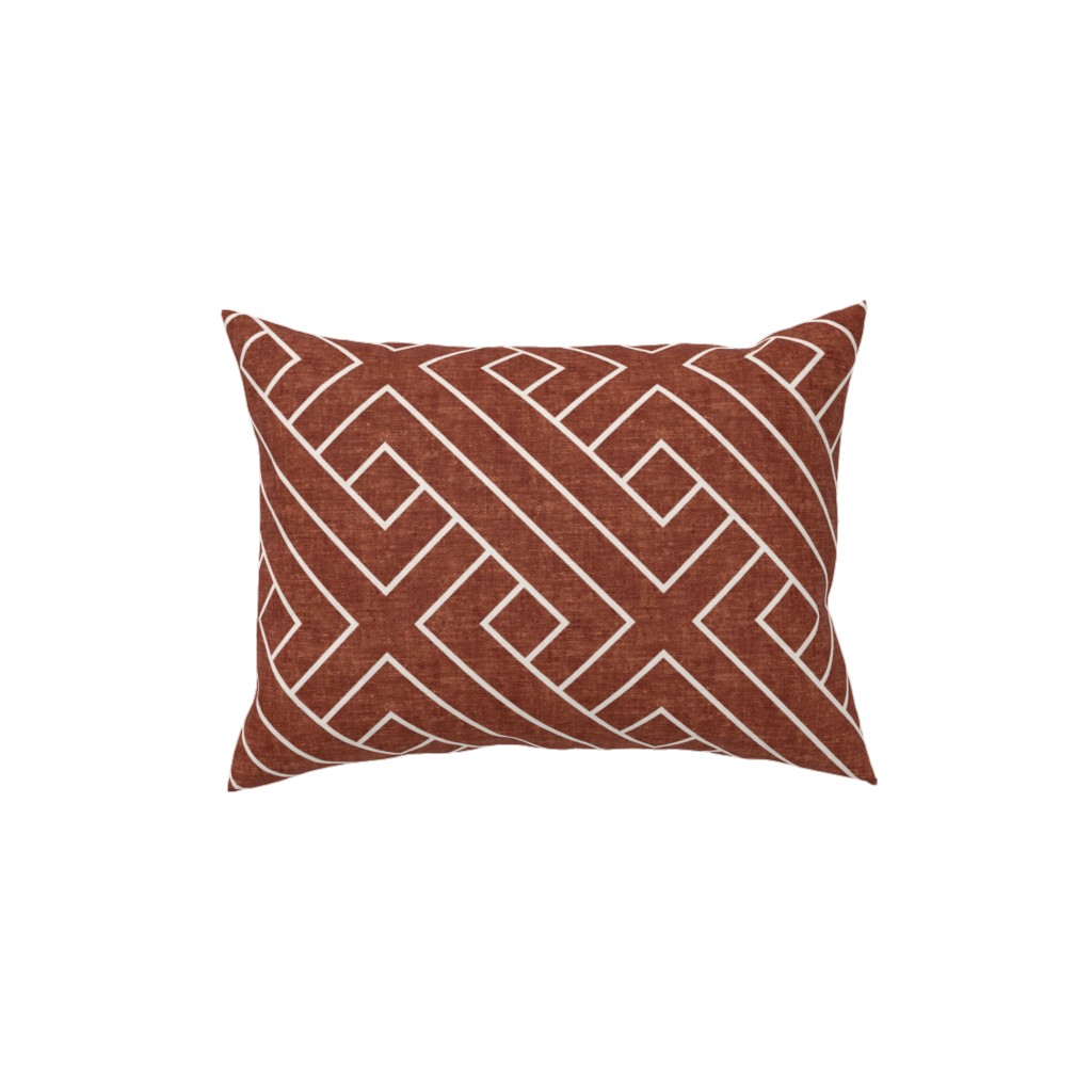 Cadence Geometric Weave - Rust Pillow, Woven, White, 12x16, Double Sided, Red
