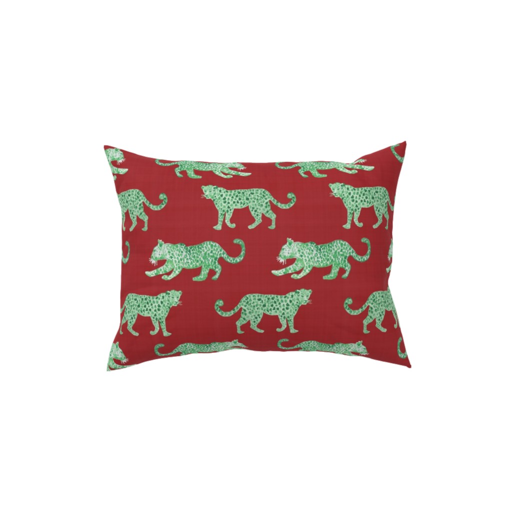 Leopard Parade Pillow, Woven, White, 12x16, Double Sided, Red