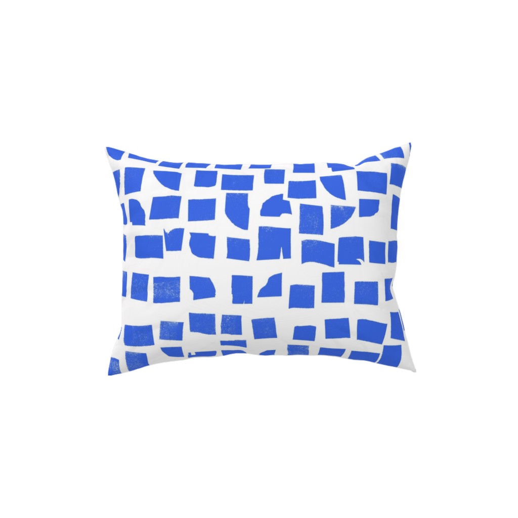 Blue Check Pillow, Woven, White, 12x16, Double Sided, Blue, True Blue