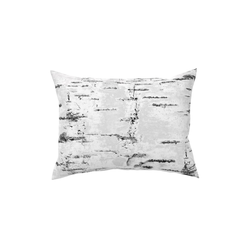 Birch Bark - White, Gray Pillow, Woven, White, 12x16, Double Sided, Gray