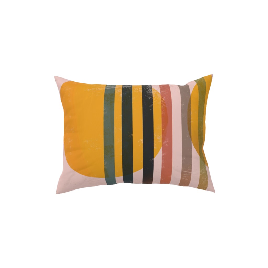 Abstract Cali Sunset - Multi on Pink Pillow, Woven, White, 12x16, Double Sided, Multicolor