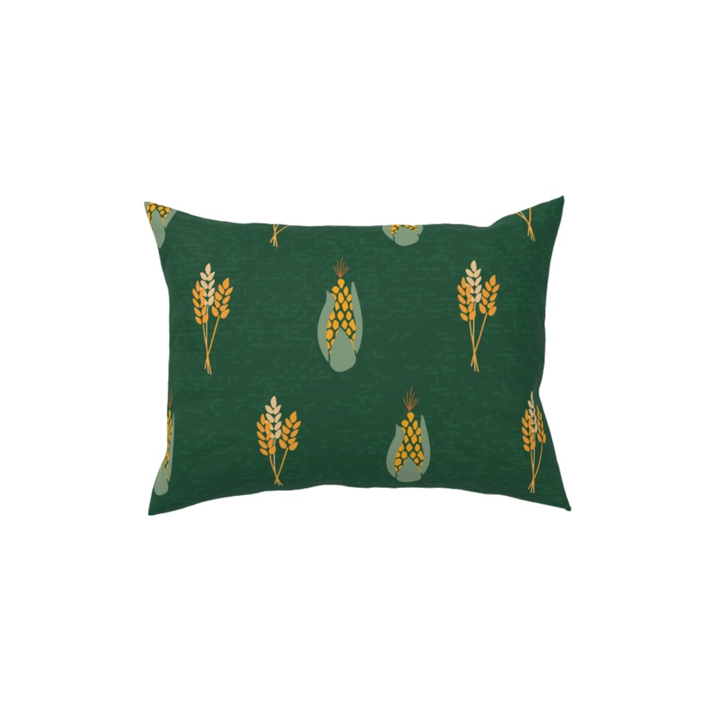 Corn on Green Background Pillow, Woven, White, 12x16, Double Sided, Green